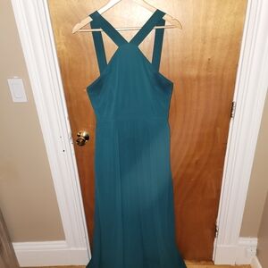 Lulu's Teal Cross-Back Maxi Dress